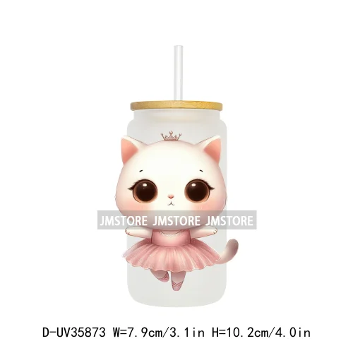 Dancing Cats Kittens Queen UV Sticker Decals For Libbey Cold Cups Mugs Tumbler Transfer Stickers Waterproof High Quality Labels