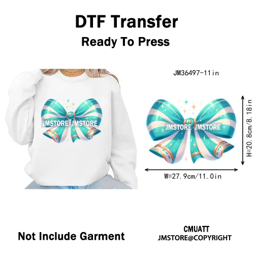 Colorful Princess Vibes Coquette Girly Kids Pastel Bows Printed Decals Iron on DTF Transfer Stickers Ready to Press for Clothes