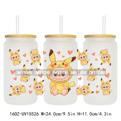 Coquette Bow Kids Cartoon Doll Characters UV DTF Cup Wraps Ready To Apply Waterproof Transfer Stickers For 16OZ Libbey Glass Can