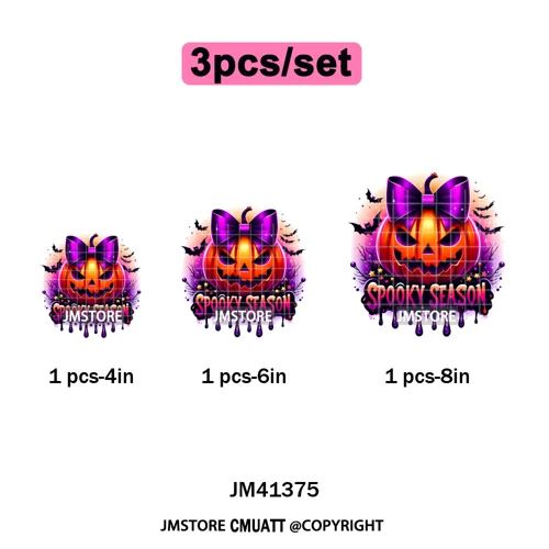 Preppy Coquette Halloween Floral Fall Pumpkin Spooky Season Iron on Washable DTF Transfers Stickers Ready to Press for Clothing