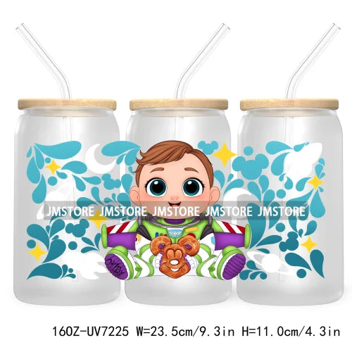 Cartoon Baby Princess Best Friends 16OZ UV DTF Cup Wrap Transfers Stickers For Libbey Glass Can Cups Tumbler Waterproof Labels