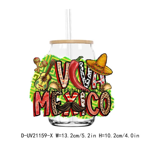 Mecican Cinco De Mayo Sombrero Hat UV DTF Transfers Stickers Decals For Libbey Cold Cups Mugs Tumbler Waterproof DIY Logo Latina