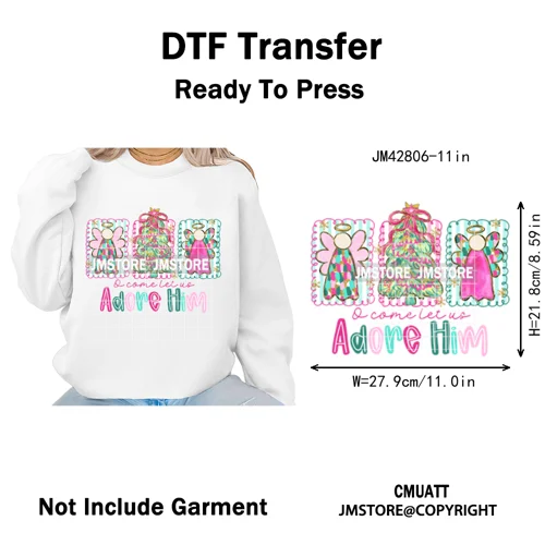Funny Christmas Tree Coquette Holly Jolly Merry and Bright Festive Lover Iron on DTF Transfer Sticker Ready to Press for Hoodies