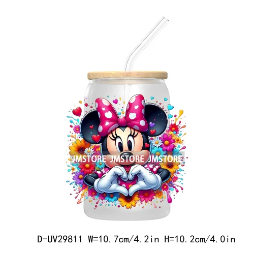 New Trendy Cartoon Mouse Couple Watercolor UV DTF Transfer Sticker Decals For Libbey Cold Cups Mugs Tumbler Animal Kingdom Vibes