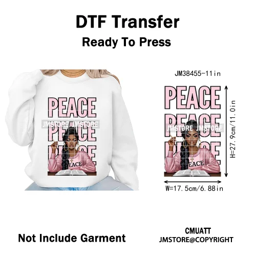 Pray Jesus Faith Trust Black Woman Religious Blessed Thermal Designs Iron on DTF Transfers Stickers Ready to Press for Clothes