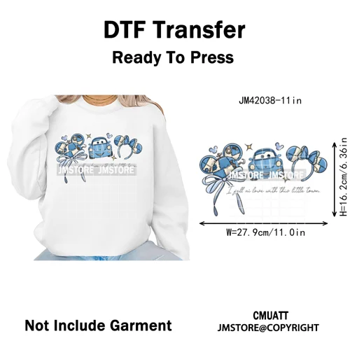 Retro Cartoon Magical Princess Girly Bow Mouse Ears Headbands Iron on DTF Washable Transfers Stickers Ready to Press for Hoodies