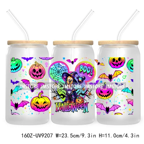 Boo Halloween Cartoon 16OZ UV DTF Cup Wrap Transfer Stickers Custom Labels Durable Waterproof For Libbey Glass Can Fall Pumpkin