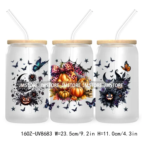 Spooky Witch Social Club UV DTF Cup Wrap For 16OZ Libbey Glass Cups Can Transfer Stickers Custom Labels Logo Halloween Season