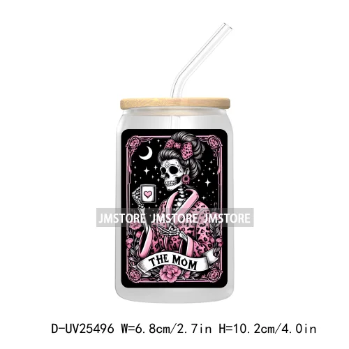 The Smoker Skeleton Tarot Card UV DTF Transfer Stickers Decals For Libbey Cold Cups Mugs Tumbler Custom Logo Labels Sugar Skull