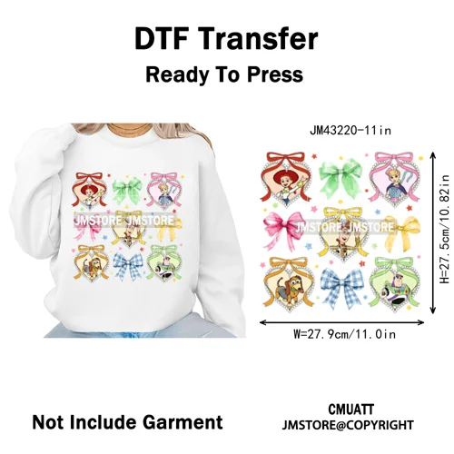 Trendy Girls Mirror Coquette Cartoon Friends Character Trip Holiday Iron on DTF Transfer Stickers Ready to Press for Sweatshirts