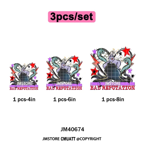 Cartoon Characters Scary Halloween Vibes Bad Killer Mom Iron on DTF Washable Transfers Stickers Ready to Press for Clothing