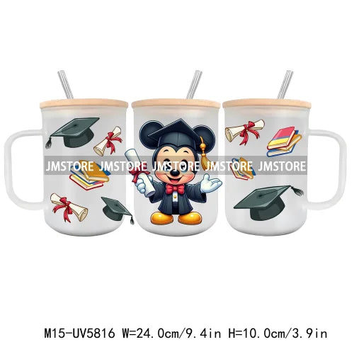 Class Of 2024 UV DTF Sticker For 15OZ Mug Libbey Glass Cup Can Wrap Transfer Stickers Custom Labels DIY Logo Cartoon Graduation