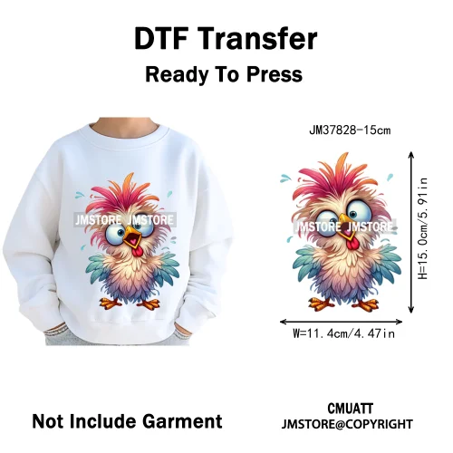 15cm 5.9in Kids Funny Hairy Cartoon Birds Animal Washable Iron on DTF Transfers Stickers Printing Ready to Press for Clothing