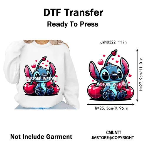 Funny Cartoon Playing Kids Love Character Thermal Printing Iron on DTF Washable Transfers Stickers Ready to Press for T-shirts