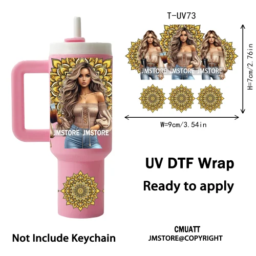 Butterfly Sunflower Girl UV DTF Mini Tumbler Keychain Wraps Ready To Press High Quality Wraps UV Stickers for Tumbler Keychain