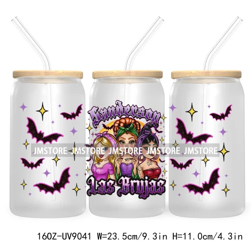 Horror Witch Halloween UV DTF Sticker For 16OZ Libbey Glass Cup Can Wrap Transfer Stickers Custom Labels DIY Logo Spooky Season