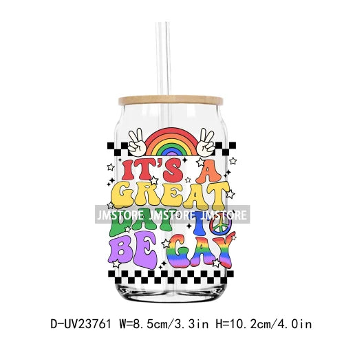 Retro Rainbow Butterfly Pride UV DTF Transfer Stickers Decals For Libbey Cold Cups Mug Tumbler Custom Waterproof Logo Proud Mama