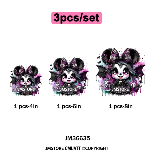 Spooky Scary Witch Girly Animal Flower Strawberry Gnomes Iron on DTF Washable Transfers Stickers Ready to Press for Hoodies Bags
