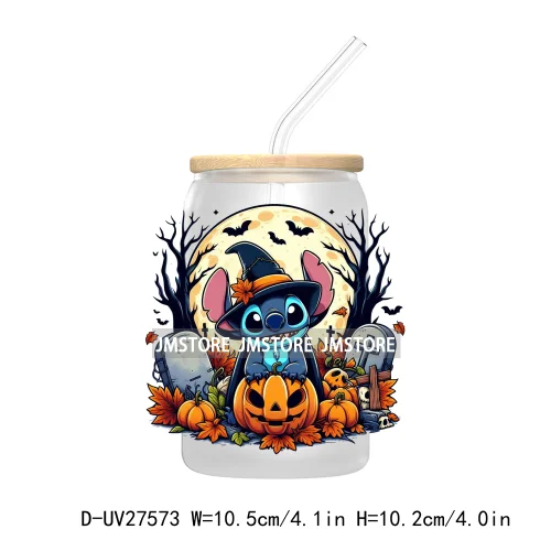 Cartoon Couple Halloween Scary Pumpkin UV DTF Transfer Sticker Decals For Libbey Cold Cup Mug Tumbler Nightmare Before Christmas