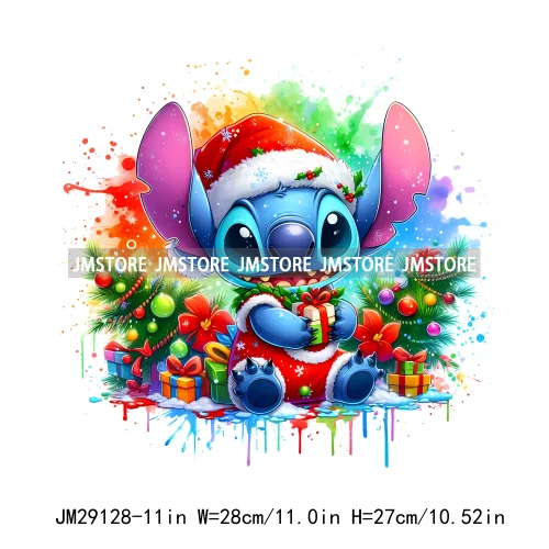 Cartoon Animal Character Merry Christmas Holiday Season Iron On DTF Transfer Stickers Logos Ready To Press For Hoodies