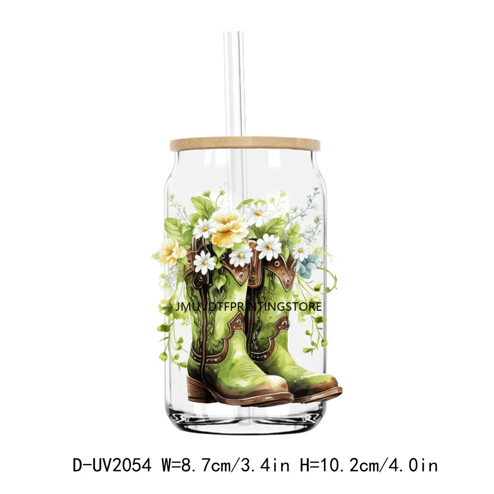 Cow Girls Boots And Sunflowers UV DTF Transfers Stickers Decals For Libbey Cold Cups Mugs Tumbler Waterproof DIY Craft