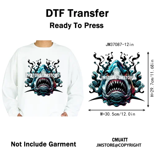 12in Urban Gangster Rich Money Lion Beats Shark Vibes Iron on DTF Thermal Transfers Stickers Ready to Press for T-shirts Bags