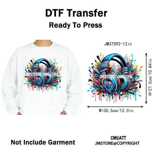 12in Street Heat Urban Chill Streetwear Man Hip Hop Animal Iron on DTF Thermal Transfer Stickers Ready to Press for Clothes Bags