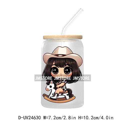 Cowgirl Mexican Baby UV DTF Transfer Stickers Decals For Libbey Glass Cold Cups Mugs Tumbler Custom Waterproof DIY Labels Rose