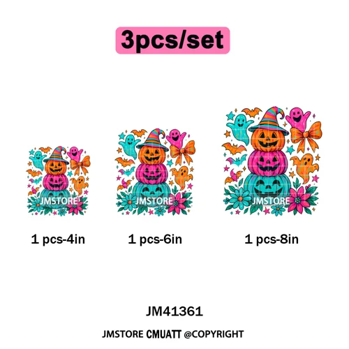 Preppy Coquette Halloween Floral Fall Pumpkin Spooky Season Iron on Washable DTF Transfers Stickers Ready to Press for Clothing
