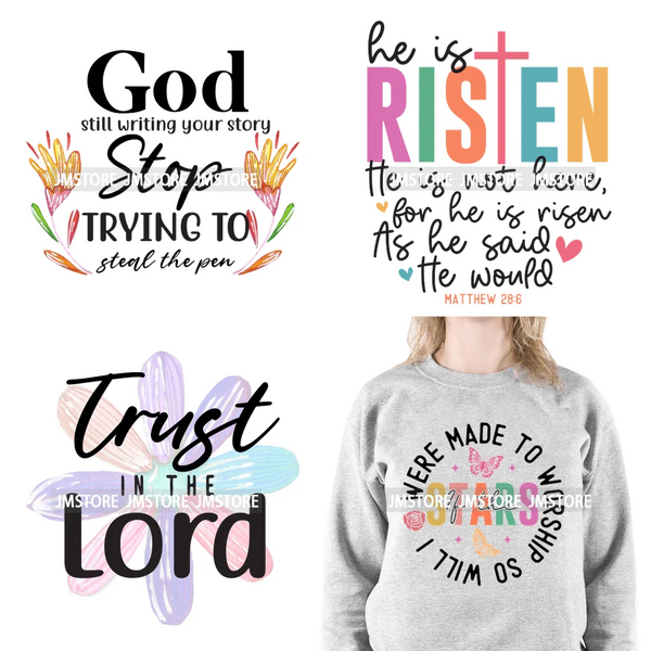 Colorful Faith Jesus God Religious Bible Verse Affirmation Spirits Iron On DTF Transfers Stickers Ready To Press T-shirts Bags