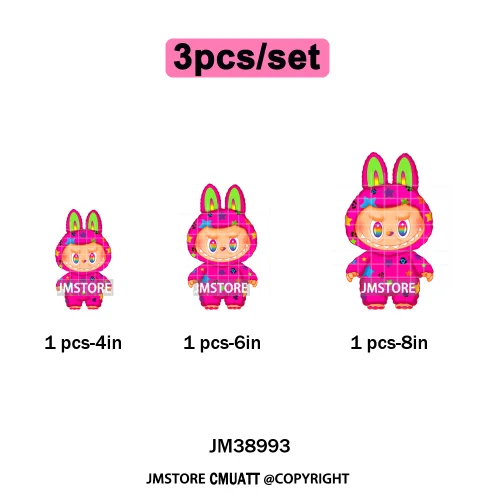 Colorful Monster Keychain Doll Character Designs Iron on DTF Washable Heat Transfers Stickers Ready to Press for T-shrits Bags