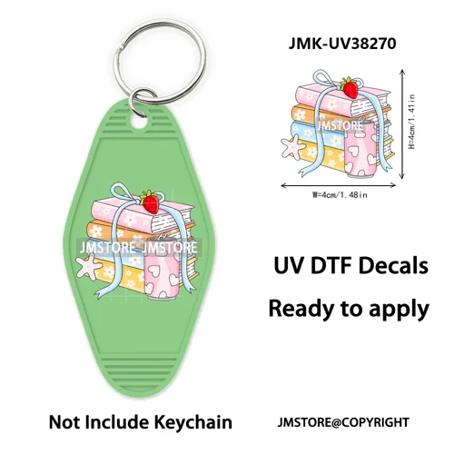 Bookish Journal Coquette Bow Flowers Heart UV DTF Motel Keychain Decal Ready To Ship Transfer Stickers Prints For Hotel Keychain