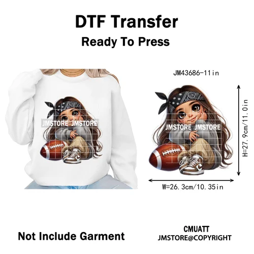 Latina Football Mexican Baby Girls Sports Lover Game Day Iron on Washable DTF Heat Transfers Stickers Ready to Press for Hoodies