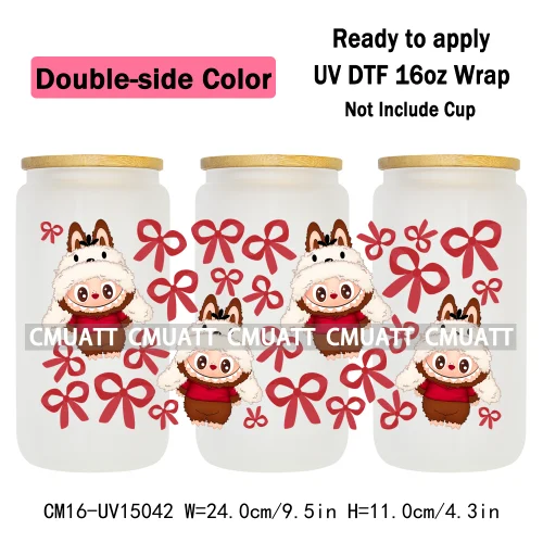 Double Sided Color UV DTF Cup Wraps 16OZ Wholesale Custom Bulk Waterproof Cartoon Cute Monster Transfer Designs For Mug Glass