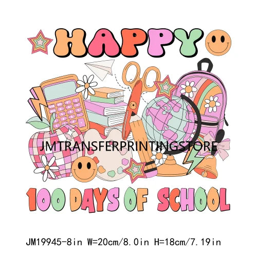 Washable Faux Glitter In My 100 Days Of School Era Back To School DTF Transfer Printing Stickers Ready To Press For T-shirts Bag