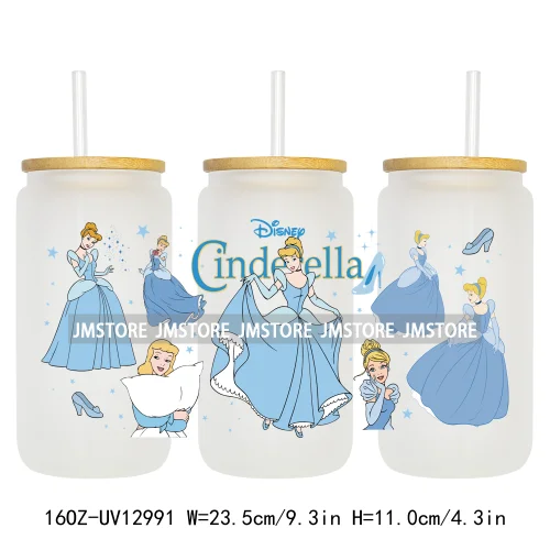 Best Friends Princess Movie Themed 16OZ UV DTF Cup Wraps Ready To Apply Waterproof Transfer Sticker For Libbey Glass Can Tumbler
