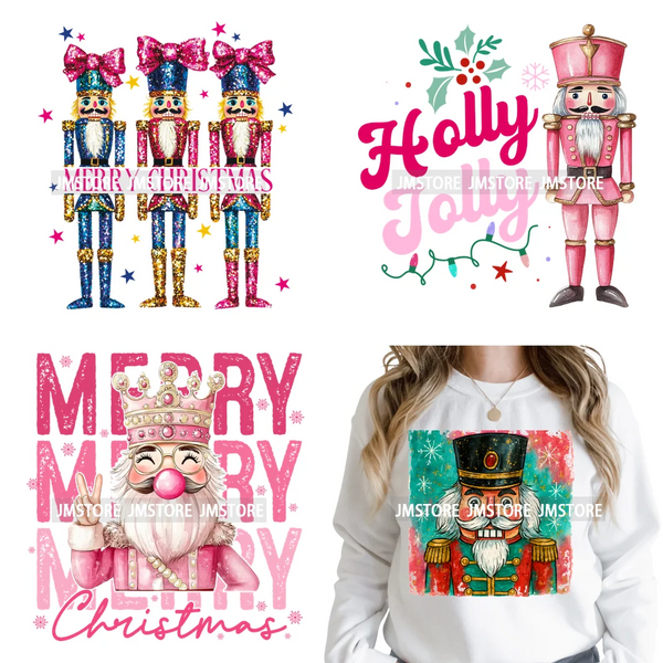 Merry Christmas Holly Jolly Coquette Tree Cartoon Movie Vibes Iron on DTF Washable Transfer Stickers Ready to Press for Textiles