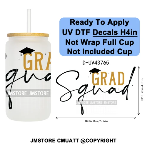 My Last First Day Senior 2026 UV DTF Cup Decals Ready To Apply Transfer Stickers Durable Custom Labels For Libbey Glass Can Mug