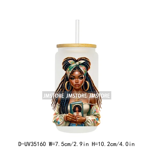 Black Girl Praying Faith Religious Woman UV Sticker Decals For Libbey Cold Cups Mugs Tumbler Transfer Stickers Waterproof Prints