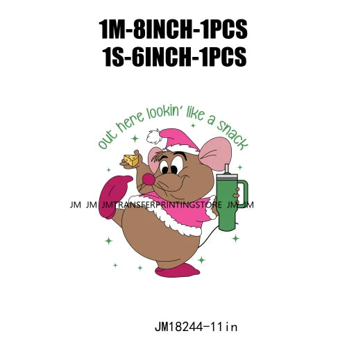 Funny Mouse Princess Christmas Designs Looking Like A Snack Gus Christmas Heat Transfer Stickers Ready To Press For Clothes Bags