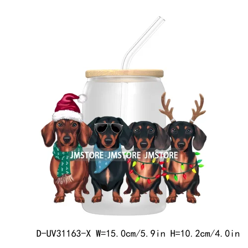 Funny Dog Cat Pets Christmas UV Sticker Decals For Libbey Cold Cups Mugs Tumbler Transfer Stickers Waterproof Logo Merry Woofmas