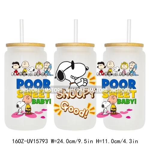 Cartoon Dogs Back To School UV DTF Wraps Transfer Sticker Selfadhesive Waterproof High Quality For 16OZ Libbey Glass Can Tumbler