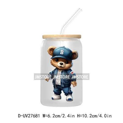 Colorful Urban Streetwear Bear UV DTF Transfer Stickers Decals For Libbey Cold Cups Mugs Tumbler Waterproof Logo Hip Hop Animals