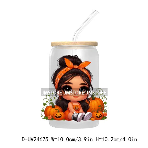 Halloween Latina Princess UV DTF Transfer Stickers Decals For Libbey Cold Cups Mugs Tumbler Custom Waterproof DIY Labels Pumpkin