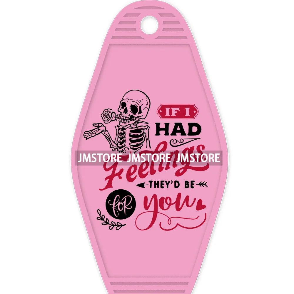 Loved To Death Skeleton Rose High Quality WaterProof UV DTF Stickers For Motel Hotel Keychain Blanks XOXO Valentines Day