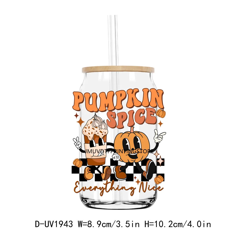 Pumpkin Spice Season Fall Halloween UV DTF Transfers Stickers Decals For Libbey Cold Cups Mugs Tumbler Waterproof DIY Craft