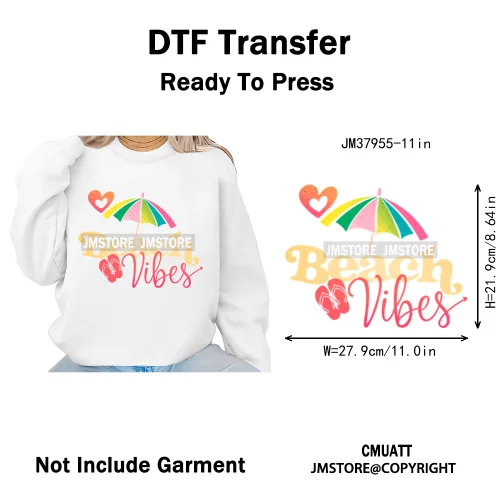 Hello Summer Beach Vibes Stay Cool Live In Sunshine Hot Mom Cowgirl Iron on DTF Transfers Stickers Ready to Press for T-shirts
