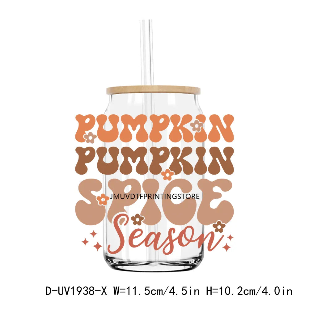 Pumpkin Spice Season Fall Halloween UV DTF Transfers Stickers Decals For Libbey Cold Cups Mugs Tumbler Waterproof DIY Craft