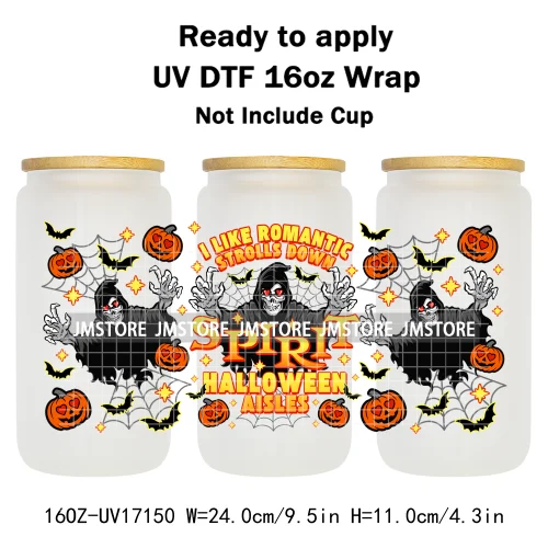 Halloween Horror Movies Mom Messy Bun UV DTF Stickers Ready To Apply Cup Wrap Custom Labels DIY Craft For 16OZ Libbey Can Glass