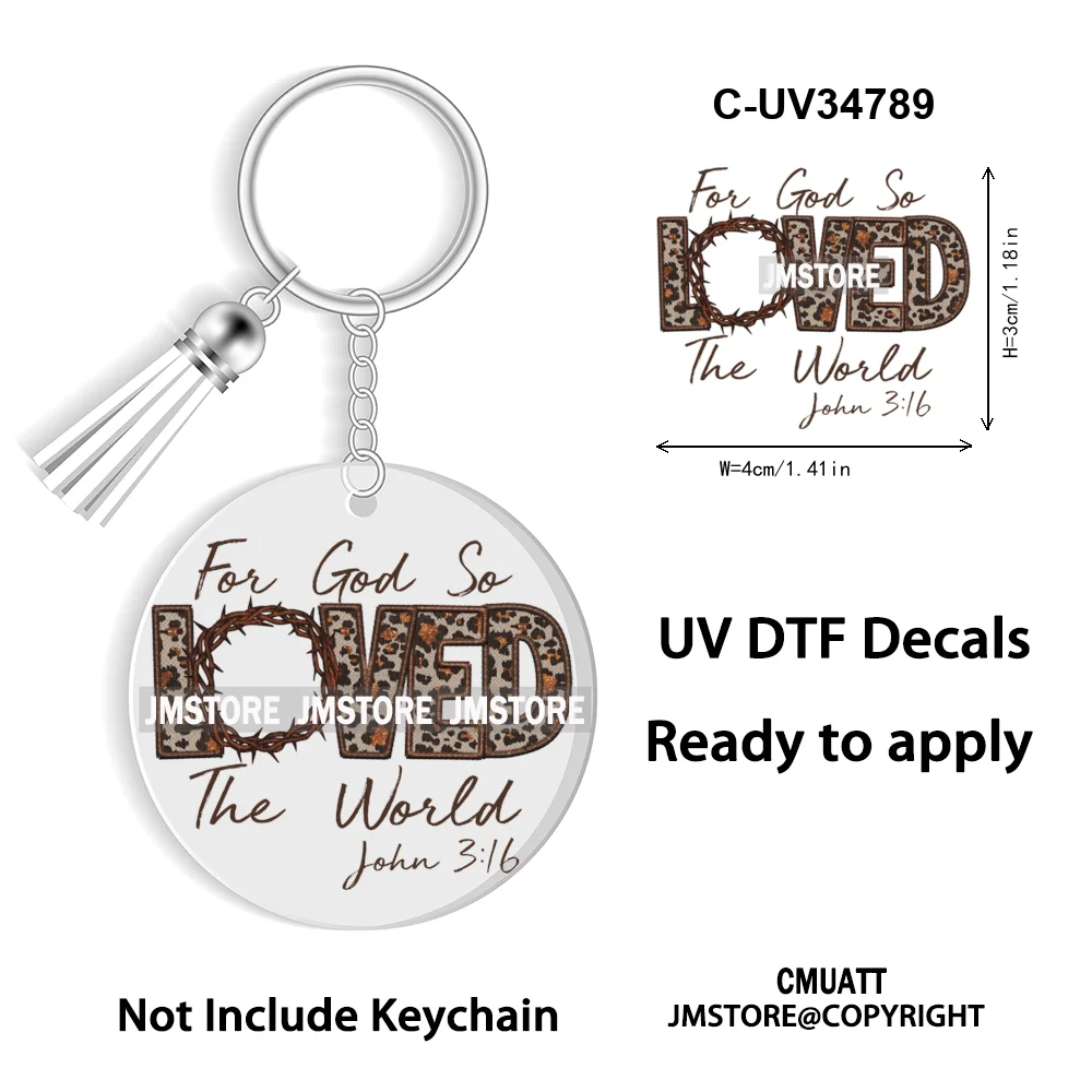 The Lord Is My Shepherd Christian Religious Easter Bible Verse Faith UV DTF Stickers For Round Circle Acrylic Keychain Keyring